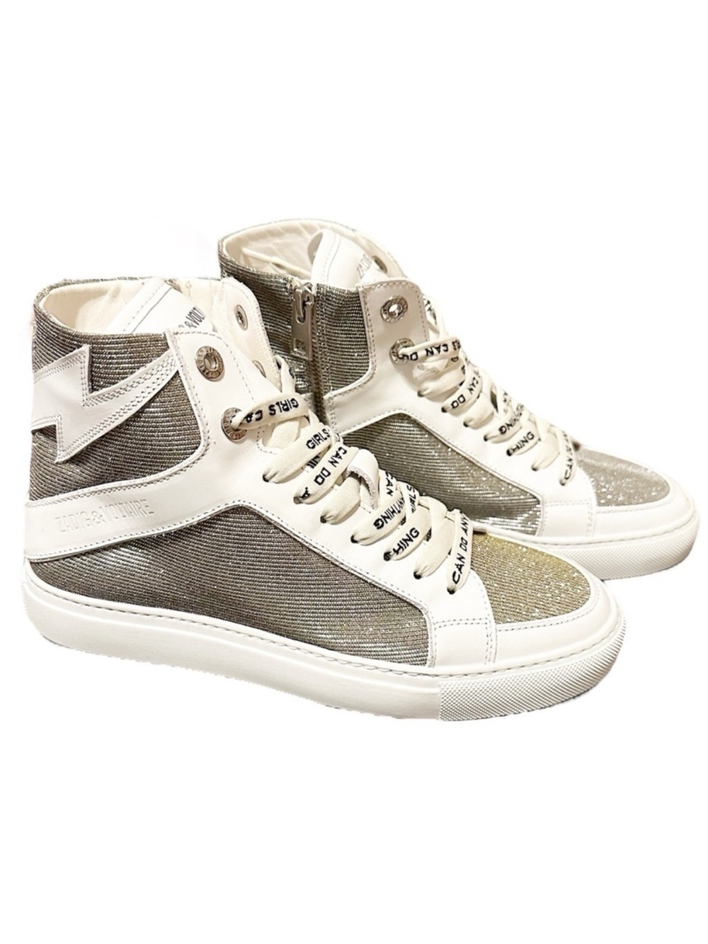 NWOB ZADIG & VOLTAIRE High Flash Sneakers Sparkle 37 US 6